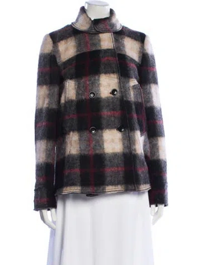 Pre-owned Dolce & Gabbana Plaid Print Fur Jacket In Black