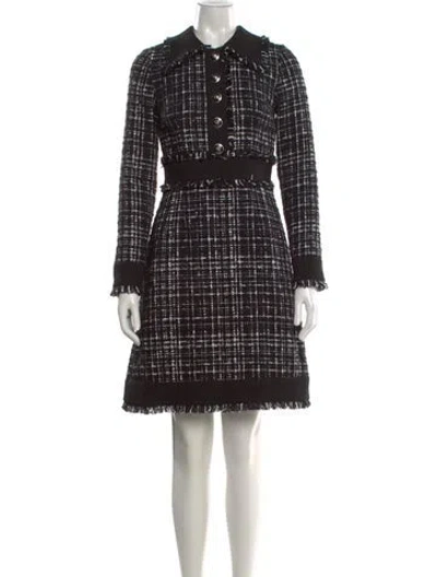 Pre-owned Dolce & Gabbana Plaid Print Knee-length Dress In Black