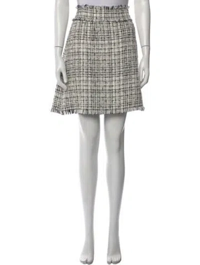 Pre-owned Dolce & Gabbana Plaid Print Knee-length Skirt In White