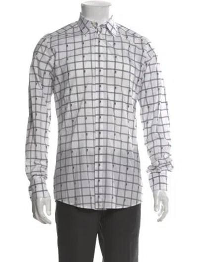 Pre-owned Dolce & Gabbana Plaid Print Long Sleeve Shirt In White
