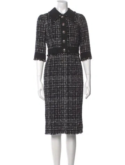 Pre-owned Dolce & Gabbana Plaid Print Midi Length Dress In Black