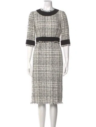 Pre-owned Dolce & Gabbana Plaid Print Midi Length Dress In Gray