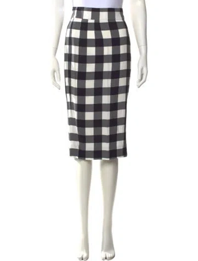 Pre-owned Dolce & Gabbana Plaid Print Midi Length Skirt In Black