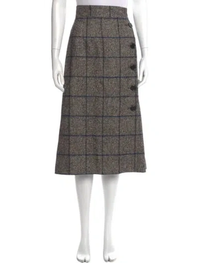 Pre-owned Dolce & Gabbana Plaid Print Midi Length Skirt W/ Tags In Brown