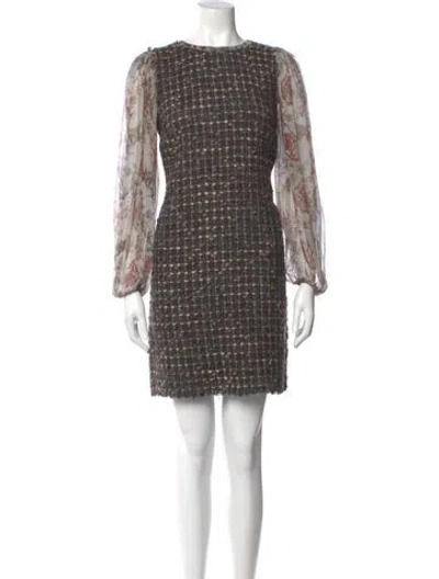 Pre-owned Dolce & Gabbana Plaid Print Mini Dress In Brown