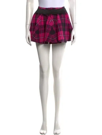 Pre-owned Dolce & Gabbana Plaid Print Mini Skirt In Pink