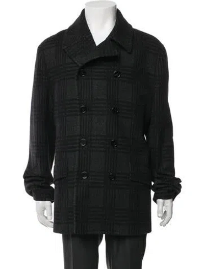 Pre-owned Dolce & Gabbana Plaid Print Peacoat In Black