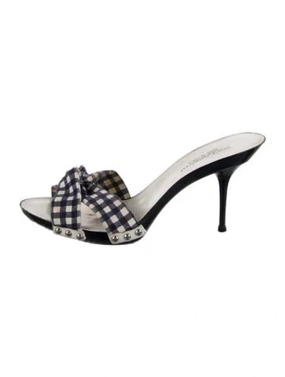 Pre-owned Dolce & Gabbana Plaid Print Slides In Blue