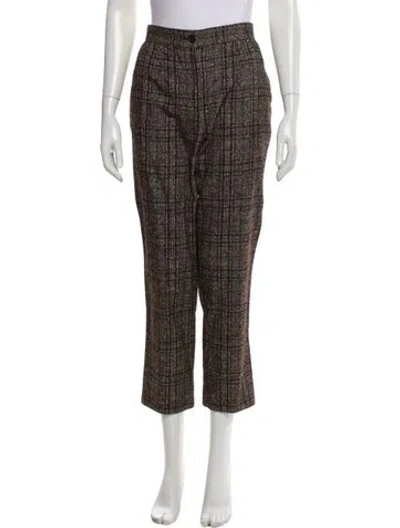 Pre-owned Dolce & Gabbana Plaid Print Straight Leg Pants In Brown
