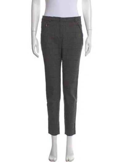 Pre-owned Dolce & Gabbana Plaid Print Straight Leg Pants In Gray