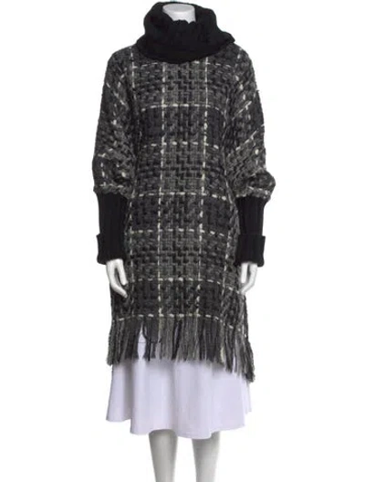 Pre-owned Dolce & Gabbana Plaid Print Turtleneck Sweater In Gray