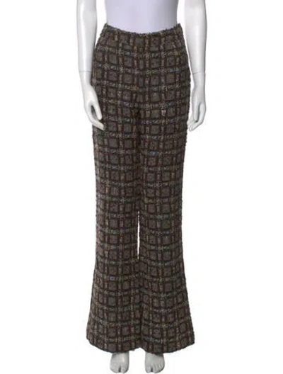 Pre-owned Dolce & Gabbana Plaid Print Wide Leg Pants In Brown