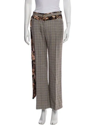 Pre-owned Dolce & Gabbana Plaid Print Wide Leg Pants In Neutral