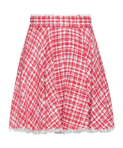 Dolce & Gabbana Plaid Spliced Mini Skirt In Red