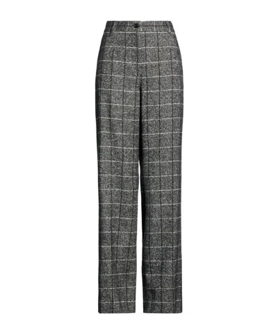 Dolce & Gabbana Plaid Wide-leg Pants In Black