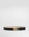 Dolce & Gabbana Dolce&gabbana Black Belt With Rutenium Dg Plaque In Black