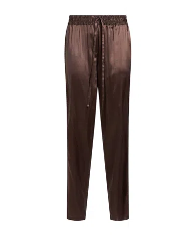 Dolce & Gabbana Plain Colour Casual Trousers In Brown
