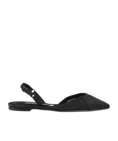 Dolce & Gabbana Plain Satin Flat Shoes In Black
