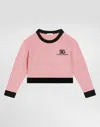 Dolce & Gabbana Plaint-knit Pullover With Dg Logo In Pink