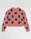 Dolce & Gabbana Plaint-knit Pullover With Dg Logo In Pink
