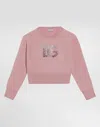 Dolce & Gabbana Plaint-knit Pullover With Dg Logo In Pink