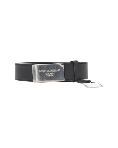 Dolce & Gabbana Plaque Buckle Belt (authentic Pre-loved) In Black