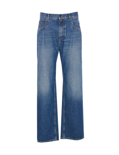 Dolce & Gabbana Plaque Logo Jeans In Blue