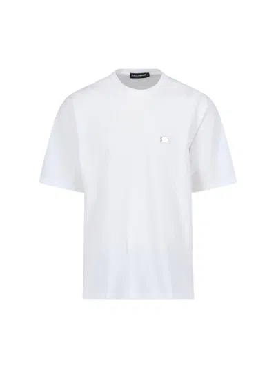 Dolce & Gabbana Plaque T-shirt In Bianco Ottico