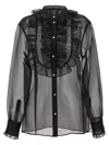 Dolce & Gabbana Sheer Fabric Ruffle Plastron Shirt