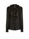 Dolce & Gabbana Organza Ruffles Long-sleeved Shirt In Black
