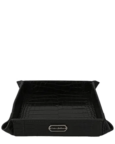Dolce & Gabbana Elegant Black Exotic Skin Entry Tray