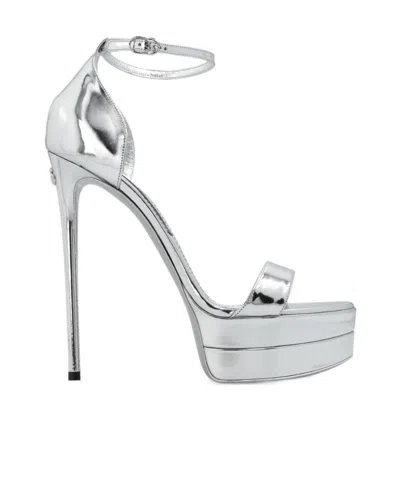 DOLCE & GABBANA DOLCE  GABBANA METALLIC PLATFORM SANDALS