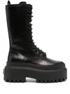 Dolce & Gabbana Leather Platform Combat Boots In Schwarz