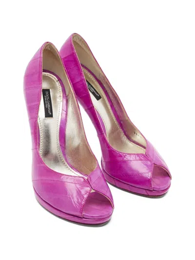Pre-owned Dolce & Gabbana Platform Peep-toe Pumps In Pink