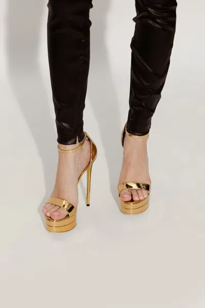 Dolce & Gabbana Metallic Platform Sandals In Gold