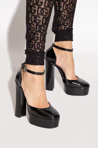 Dolce & Gabbana Polished Calfskin Platforms In Black
