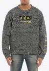 Dolce & Gabbana Play Button Mélange Logo Sweatshirt In Gray