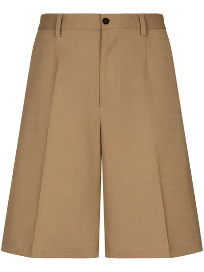 Dolce & Gabbana Pleat-detail Bermuda Shorts In Neutrals