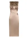 Dolce & Gabbana Ruched Stretch-satin Midi Dress In Neutral