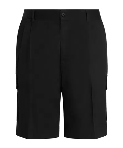 Dolce & Gabbana Pleated Cargo Shorts In Black