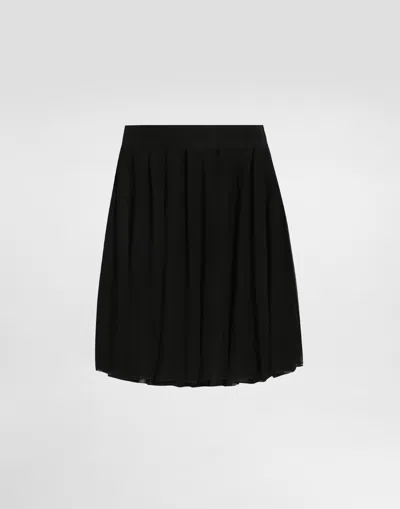 Dolce & Gabbana Pleated Chiffon Skirt In Black