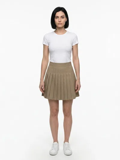 Dolce & Gabbana Pleated Cotton Skirt In Beige
