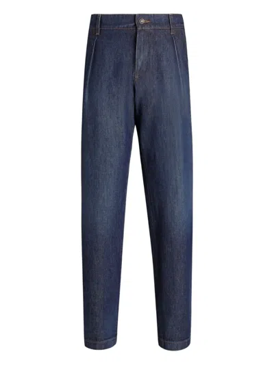 Dolce & Gabbana Pleated Denim Jeans In Blue
