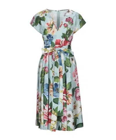 Dolce & Gabbana Pleated Dress In Green