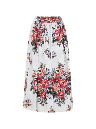 Dolce & Gabbana Pleated Floral Skirt In Multi