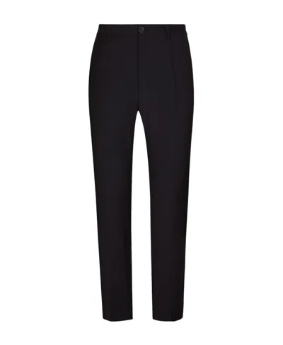 Dolce & Gabbana Pantalone Lana Stretch Con Ricamo Dg In Blue