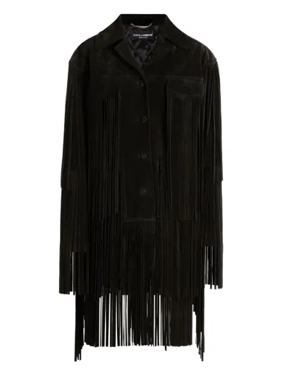 DOLCE & GABBANA PLEATED FRINGE COAT