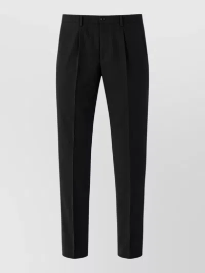 Dolce & Gabbana Pleated Front Trousers Elastic Waist Belt Loops In Black