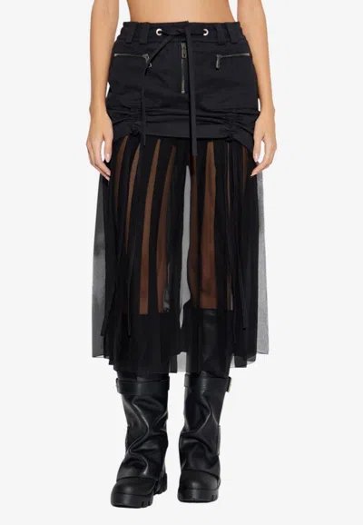Dolce & Gabbana Pleated Hem Midi Skirt In Black