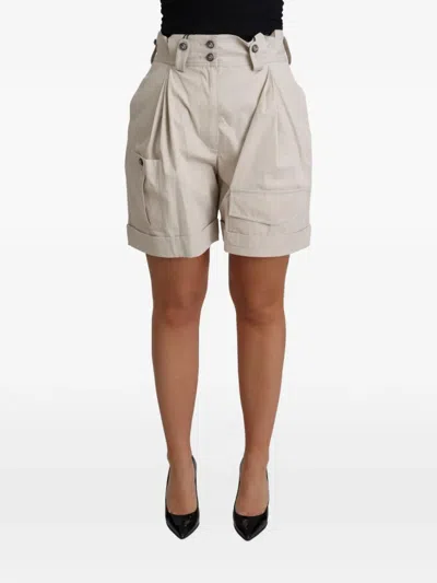 Dolce & Gabbana Pleated High-waist Shorts In Brown